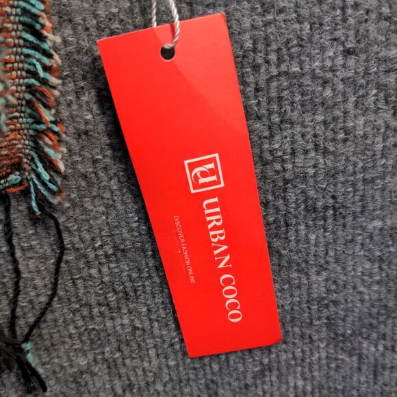 Urban Coco Women's Poncho Cape Sweater Multi Frayed Western Aztec W/Tags - Picture 8 of 14